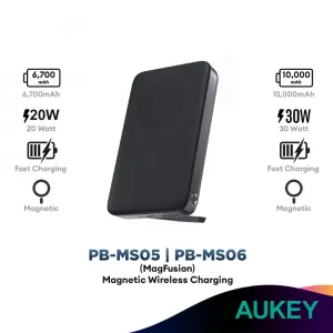 Aukey Pb-Ms06 10000Mah | Pb-Ms05 6700Mah Magfusion Qi2 Magnetic Wireless Charging Powerbank Shop Grab Savings
