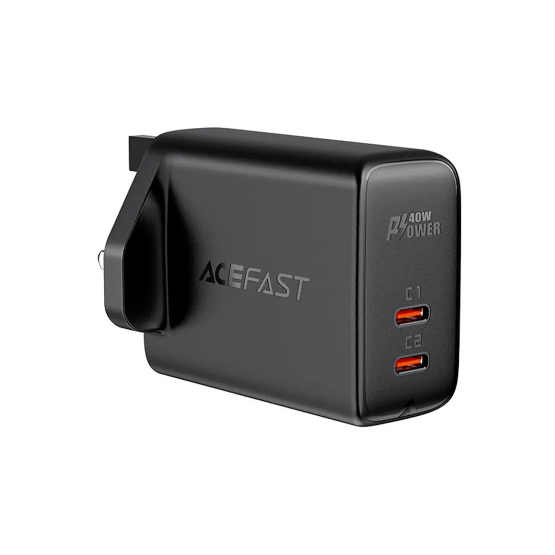 Acefast 40W Dual Usb-C Charger (Uk Black) Exclusive Holiday Deal Dont Wait Save