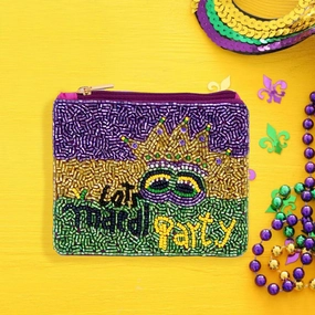 GiftWorthy Sale Save Big Online Lets Mardi Party Message Mardi Gras Mask Seed Beaded Mini Pouch Bag