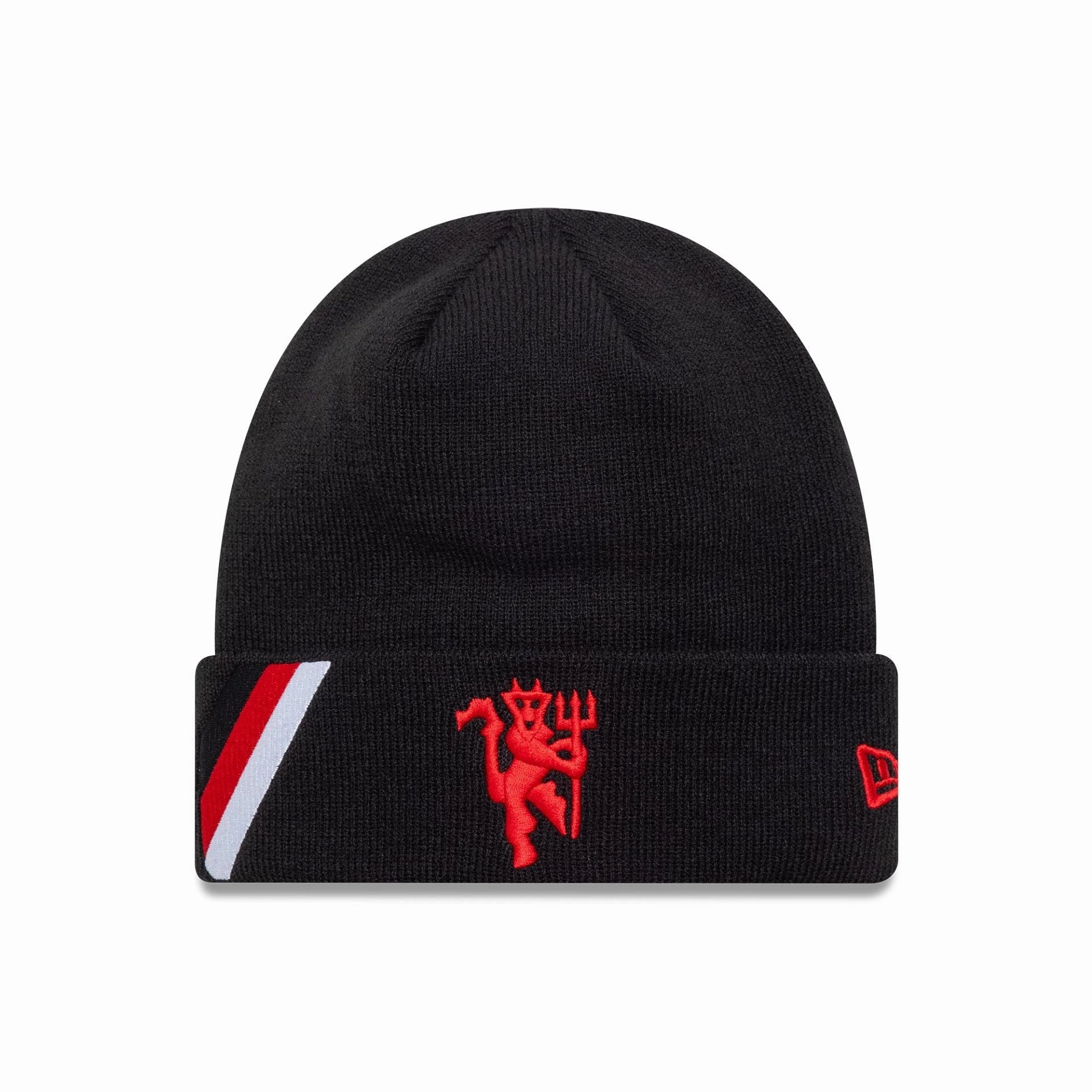 Last Chance Offer Trending Hot Deal Manchester United Fc Side Stripe Black Cuff Knit Beanie Hat