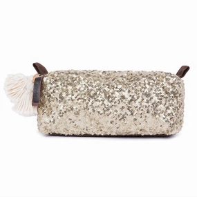 Dont Wait Save Save Today Only Sequin Make-Up Bag In Gold