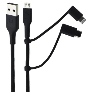MustHave Deals Special Price Offer Quikcell 6Ft Usb-A To Micro Usb, Usb-C & Lightning 8-Pin Charging Cable - Black