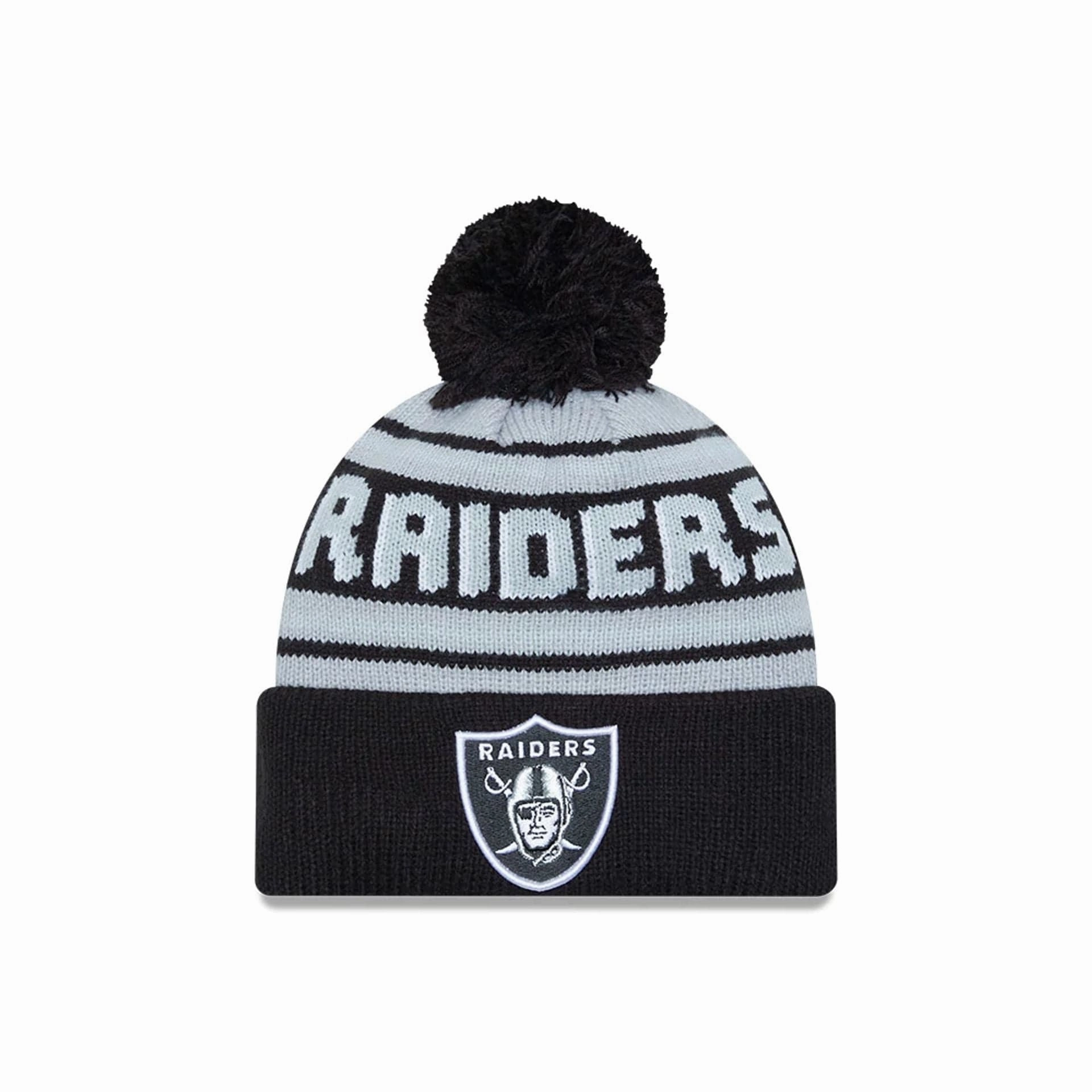 Hot Picks Today Las Vegas Raiders Nfl Pom Wordmark Black Bobble Knit Beanie Hat
