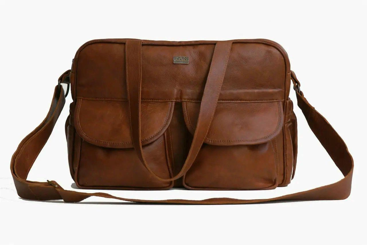 Tan Leather Goods - Joanie Leather Nappy Bag | Pecan Grab the Deal Now Limited Stock Alert