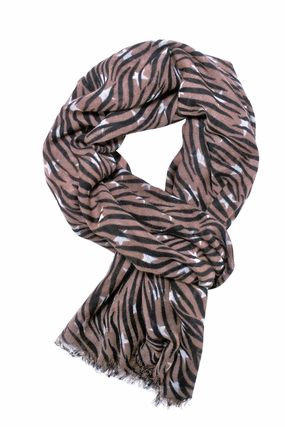 Shop the Savings Beautiful Zebra Print Scarf In Tobacco Brown, Black And Off-White Colour Combination