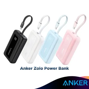 Daily Special Offer Anker Zolo 30W Power Bank With Built-In Cable 10K (A1688) | Fast Charging | Digital Display