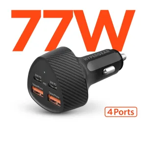Instant Hot Deal Speedboost 77W Quad-Port Fast Car Charger With Dual 30W Usb-C Pd Pps | Black