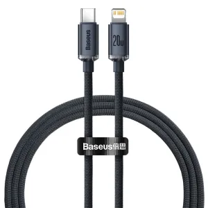 Grab Todays Deal Dont Miss Todays Deal Baseus Crystal Shine Series Fast Charging Data Cable Type C To Lightning 20W 1.2M Black -Cajy000201