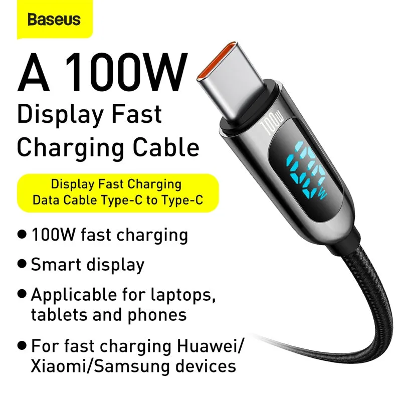 Biggest Savings Now Baseus Display Fast Charging Data Cable Type-C To Type-C 100W (Catsk-B01)