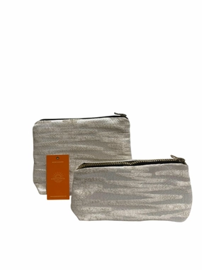 Best Seller Discount Make Up Bags Set In Silver Shapes