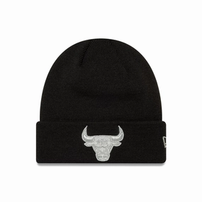 Special Deal Frenzy Clearance Steal Today Chicago Bulls Nba Metallic Black Cuff Knit Beanie Hat