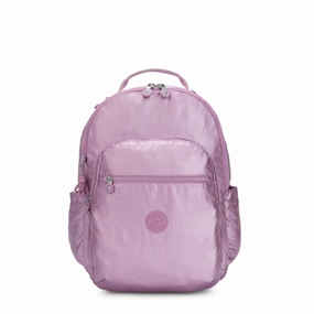 Trending Deals Today Kipling Seoul Extra Large  Metallic 17" Laptop Backpack Metallic Berry