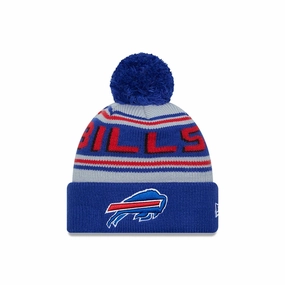 Best Seller Discount Grab the Deal Now Buffalo Bills Nfl Pom Wordmark Blue Bobble Knit Beanie Hat