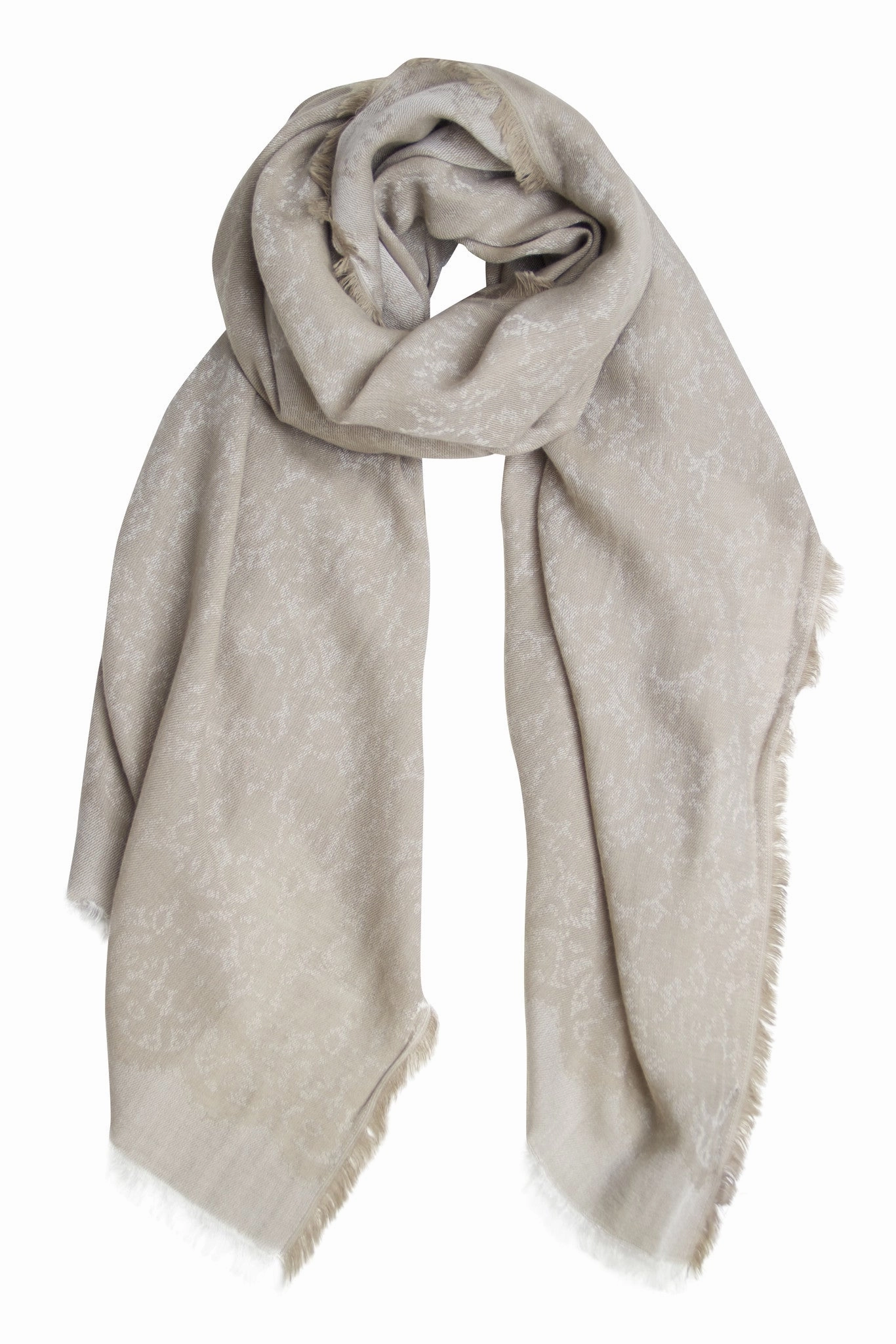 Shop Today Save Unique Sand-Coloured Shawl / Scarf With Floral Weaving