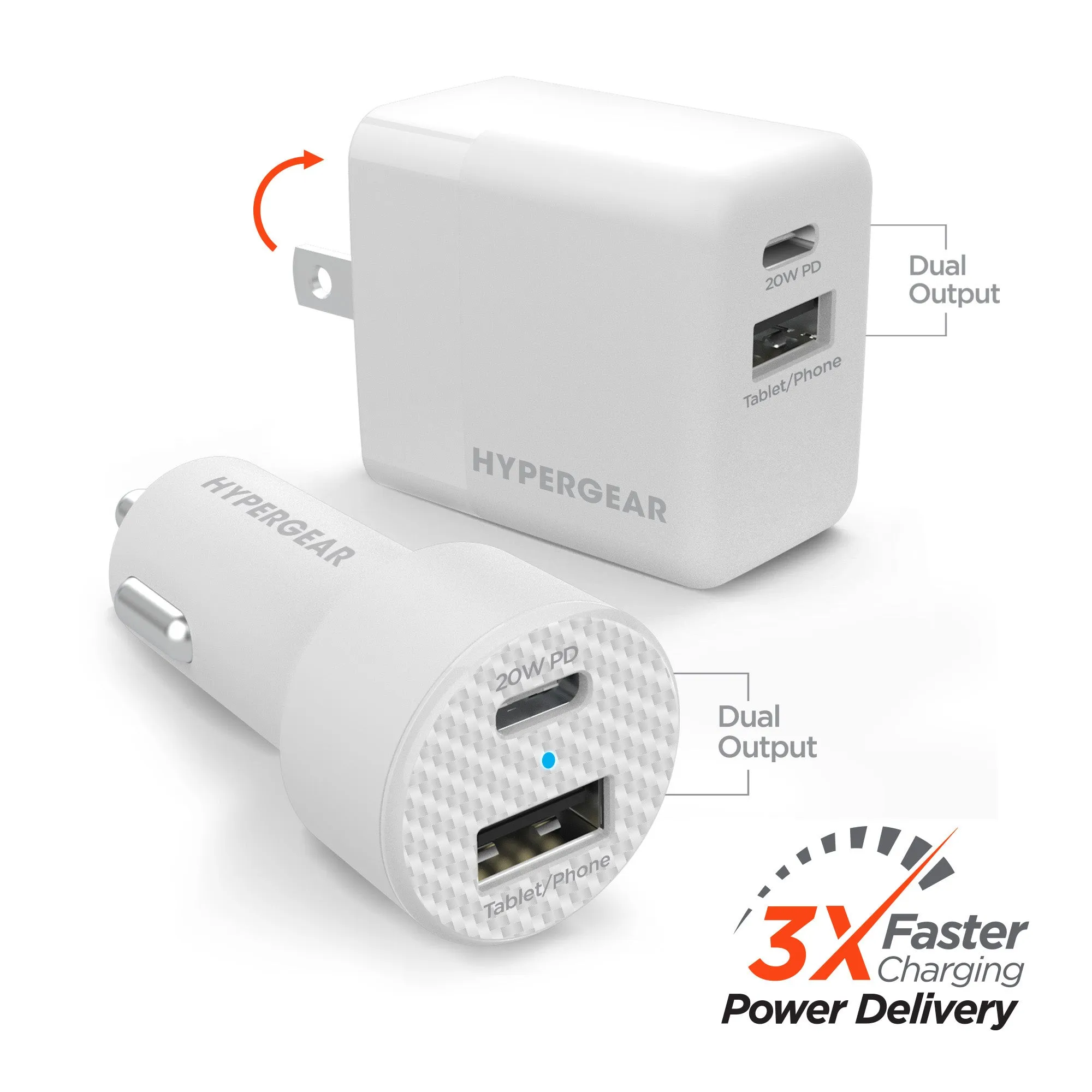 Flash Pick Today Usb-C Power Delivery Bundle | 20W Usb-C Pd   12W Usb Fast Wall Charger And Fast Car Charger | White