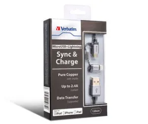 Verbatim 64828 120Cm Metallic 2-In-1 Cable - Black GiftWorthy Sale Deal Frenzy Today