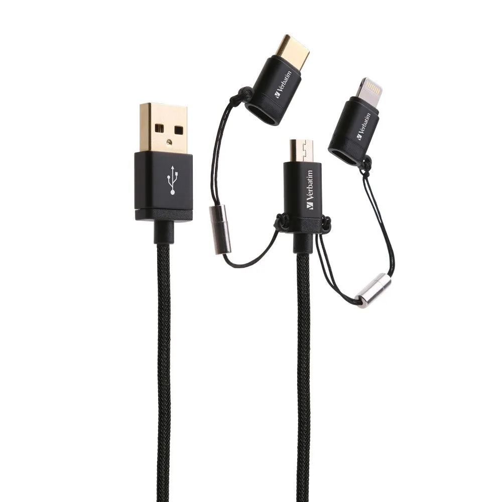 Hot Offer Inside Verbatim 65385 3-In-1 Microusb / Lightning / Type C To Usb-A Cable 120Cm