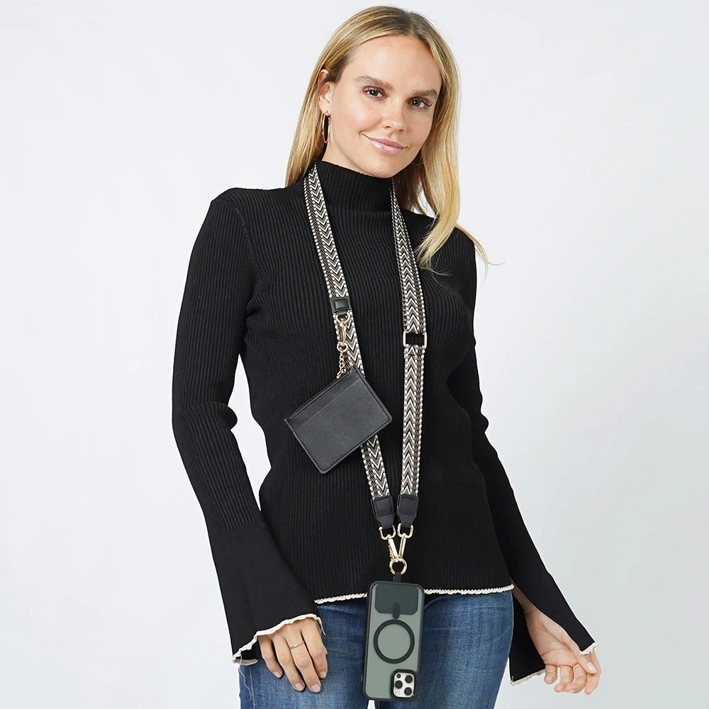 Chevron Clip And Go Carry Phone Strap With Pouch Big Clearance Event