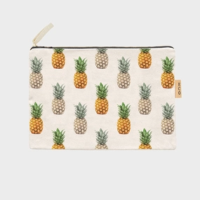 Pineapple Pattern Printed Cotton Canvas Eco Pouch Bag Exclusive Deal Inside