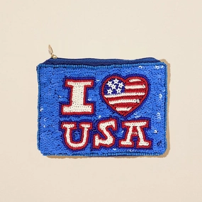 I Love Usa Message Seed Beaded Mini Pouch Bag Hot Deal Alert