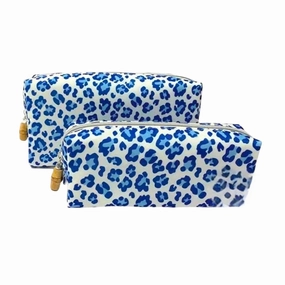 Shop Save Big Women'S Cosmetic Travel Bag In Blue Cheetah