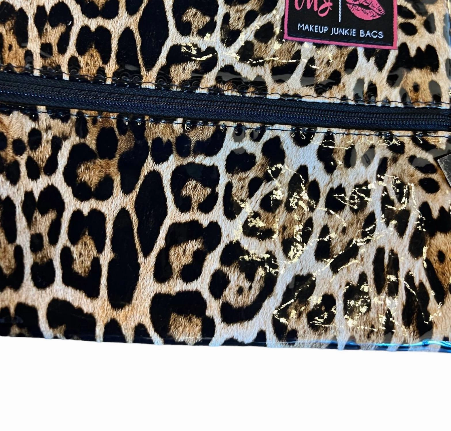 Women'S Makeup Bag In Patent Leopard Clearance Blowout