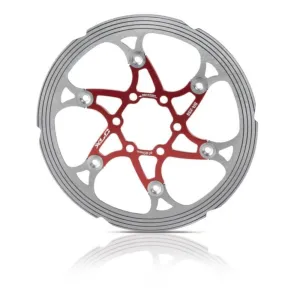 XLC 180mm Floating Disc Brake Rotor - 6 Bolt - CNC Machined - Red & Silver