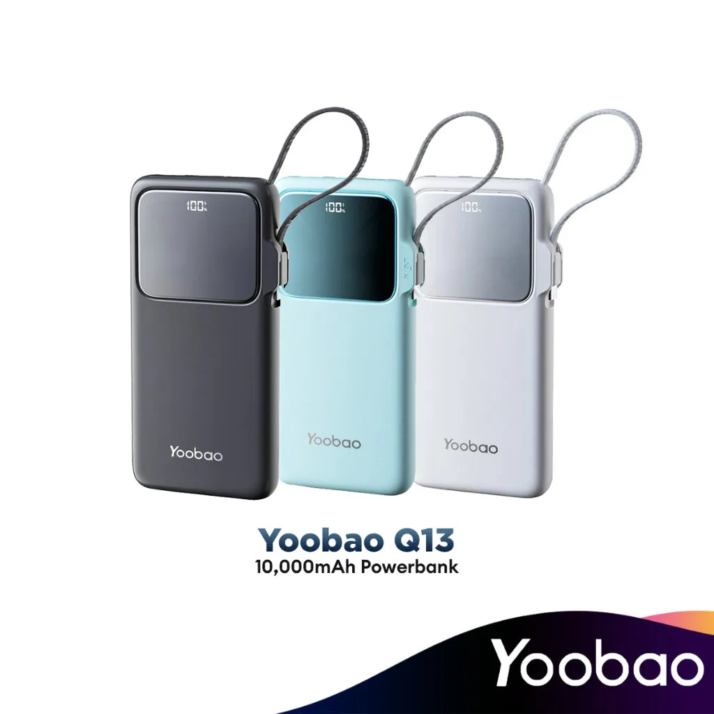 Daily Hot Deal Yoobao Q13 10000Mah Built-In Cable Powerbank - Thinner And Fast Charging